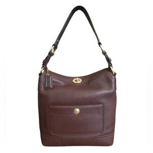 Vintage Coach brown pebbled leather Chelsea turn lock shoulder bag purse 10946